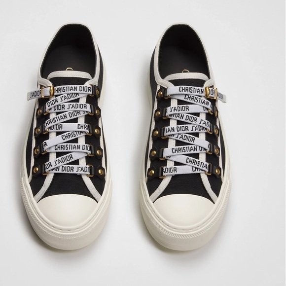 Dior Black and White Canvas Sneakers Walk'n'Dior New in Box 38.5